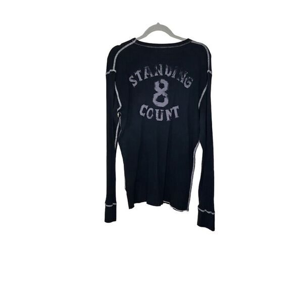 True Religion Men's 2XL Black Thermal Long Sleeve Graphic T-Shirt Boxing Theme - Picture 4 of 4